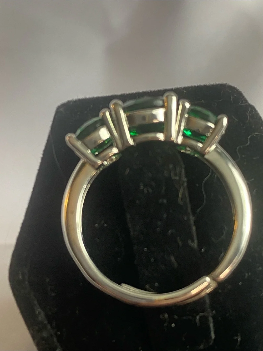 Triple Green Stone Sterling-Look Ring